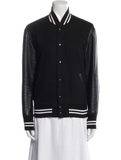 Pre-owned John Elliott Wool Striped Bomber Jacket In Blue