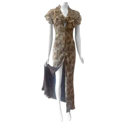 Pre-owned John Galliano 1996 Givenchy By Galliano Leopard Gown In Gray