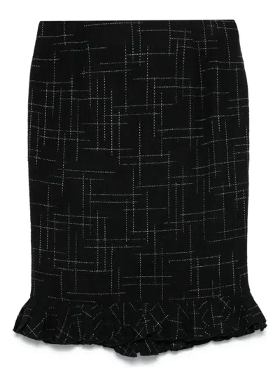 Pre-owned John Galliano 2000s Abstract-pattern Midi Skirt In Black