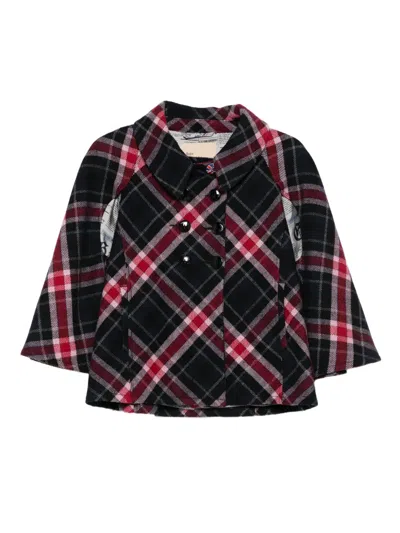 Pre-owned John Galliano 2000s Checked Wool-blend Jacket In Blue