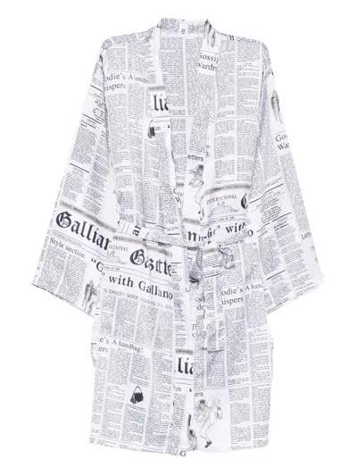 Pre-owned John Galliano 2000s Journal-print Dress In White