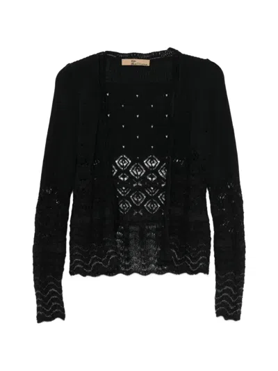 Pre-owned John Galliano 2000s Open-knit Crochet Cardigan In 黑色