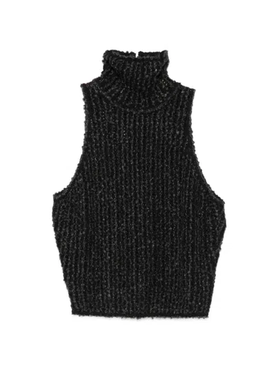 Pre-owned John Galliano 2000s Ribbed Sleeveless Top In Black