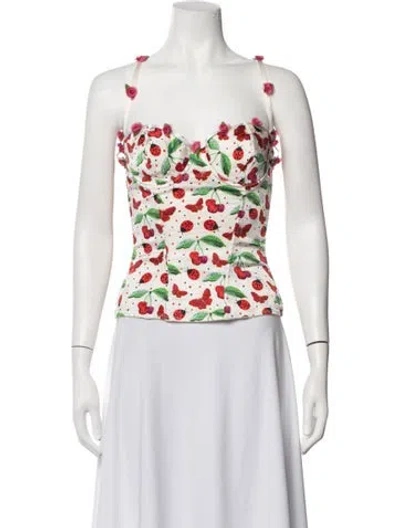 Pre-owned John Galliano 2005 Floral Print Top In Red/white