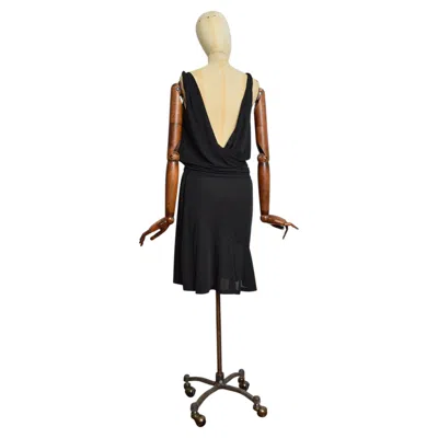 Pre-owned John Galliano 2007  Backless Vintage Black Draped Jersey Evening Cocktail Dress