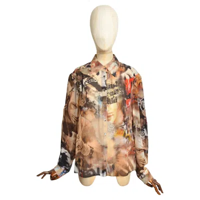 Pre-owned John Galliano 2007  Silk Newspaper Gazette Print Shirt - Blouse In Brown