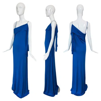 Pre-owned John Galliano 2009 Vintage Royal Blue Gown Maxi Dress W. Attached Sash