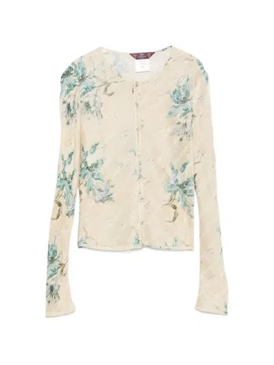 Pre-owned John Galliano 2010s Floral-print Cardigan In Neutrals