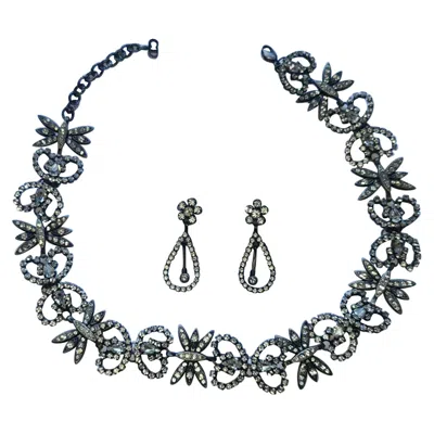 Pre-owned John Galliano 90-s  For Christian Dior Couture Crystal Necklace And Earrings Set In Multi