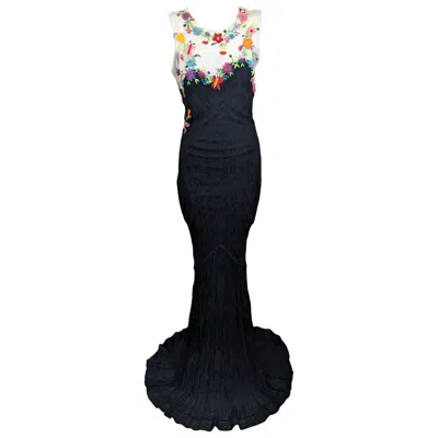 Pre-owned John Galliano Amazing  Pointelle Knit And Embroidered Evening Dress In Black