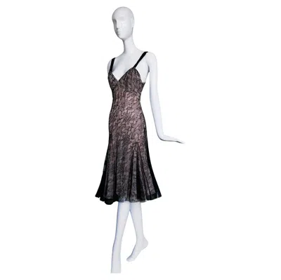 Pre-owned John Galliano Archival Beautiful Lace Dress Powder Blush Black