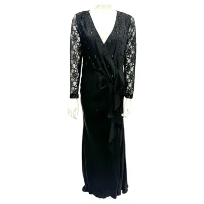 Pre-owned John Galliano Archival Black Embroidery And Lace Evening Gown