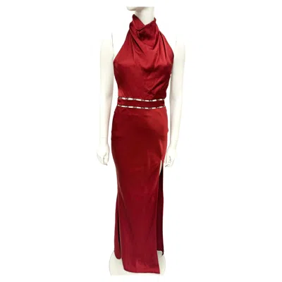 Pre-owned John Galliano Archival Crystal Draped Evening Gown In Red