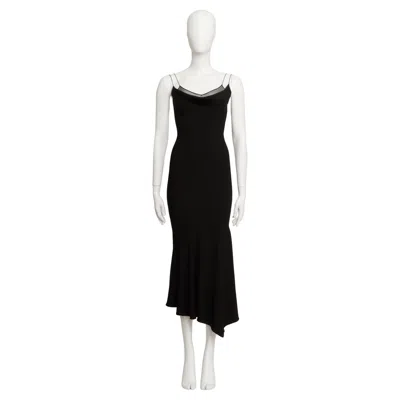 Pre-owned John Galliano A/w 2000 Bias Cut Evening Slip Dress In Black Satin Backed Crepe