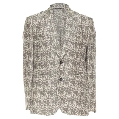 John Galliano Beige Cotton Blend Grey Floral Jacquard Tapestry Blazer Eu50 L In Multi