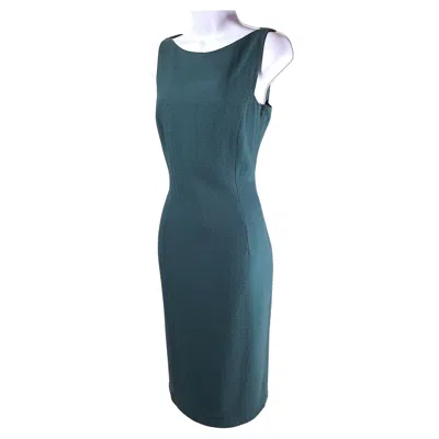 Pre-owned John Galliano Bias Cut Silk & Chevron Wool Pleated Teal Cocktail Dress Fw 1999 In Green