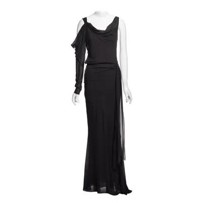Pre-owned John Galliano Black Bias-cut Silk Draped One-sleeve Evening Dress, Fw 1999