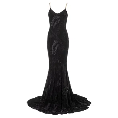 Pre-owned John Galliano Black Bias-cut Velvet Evening Dress With Train, Ss 2003