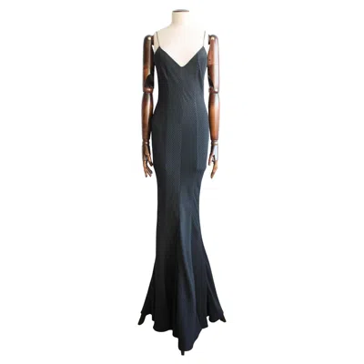 Pre-owned John Galliano Black Chevron Panelled Bias Fishtail Gown