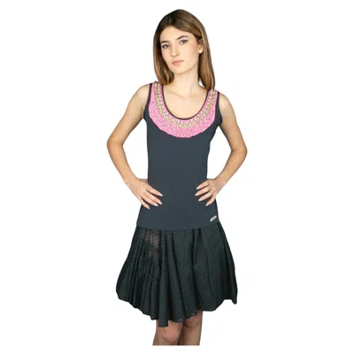 Pre-owned John Galliano Black Cotton Sleeveless Top With Rhinestone Detail