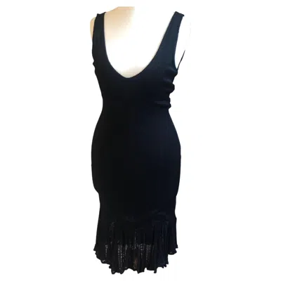 Pre-owned John Galliano Black Knitted Lace Evening Mid Length Dress C.1998