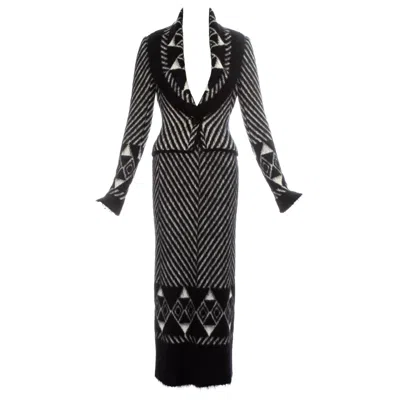 Pre-owned John Galliano Black Mohair Jacket And Skirt Suit, Fw 1999