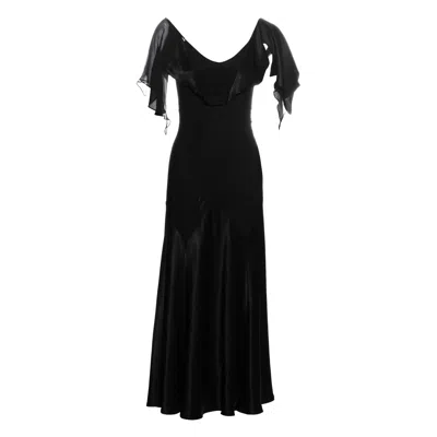 Pre-owned John Galliano Black Satin-backed Crêpe Evening Dress, Fw 1994