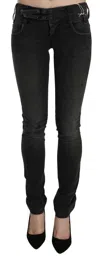 John Galliano Black Washed Low Waist Slim Fit Skinny Denim Pants Jeans In Black