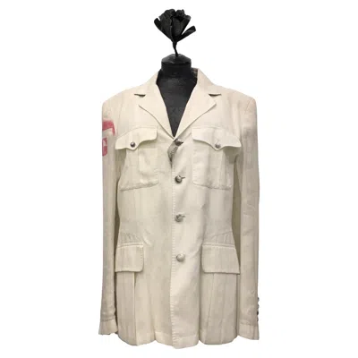 Pre-owned John Galliano Blazer Militare Bianco Panna In Cotone Collezione Uomo Ss 2008 In Sand