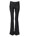 John Galliano Blue Mid Waist Cotton Wide Leg Denim Jeans In Black