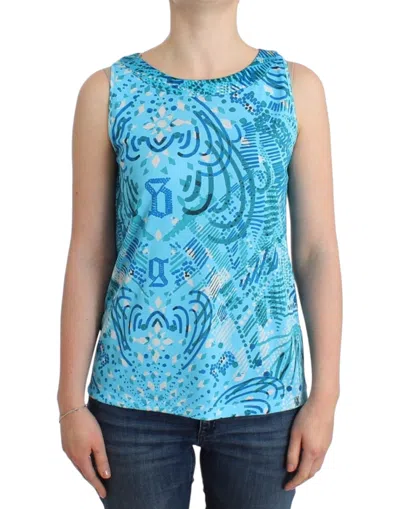 John Galliano Blue Printed Tank Women's Top