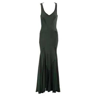 Pre-owned John Galliano Bottle Green Bias-cut Crêpe Evening Dress, Fw 1988