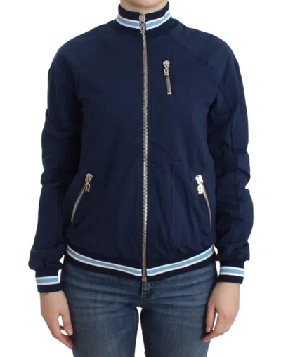 John Galliano Zip Cotton Cardigan In Blue