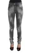 John Galliano Gray Wash Cotton Blend Slim Fit Denim Jeans Pants In Grey