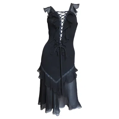 Pre-owned John Galliano Christian Dior By  Lace Up Dress In Black