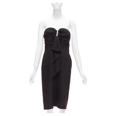 Pre-owned John Galliano Christian Dior  Vintage U Neckline Strapless Goddess Dress Fr38 M In Black