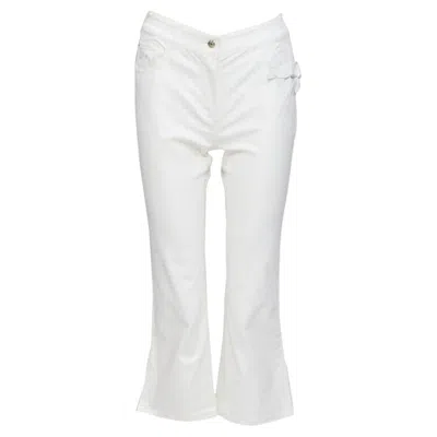 Pre-owned John Galliano Christian Dior  Y2k Crystal 3d Petal Cropped Flare Jeans In Gray