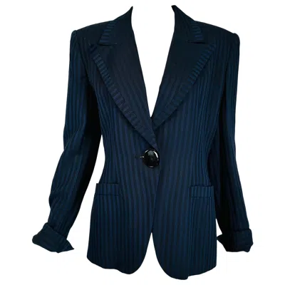 Pre-owned John Galliano Christian Dior Navy Blue & Black Wide Stripe Wool Twill Jacket Late 90s-2000s 4