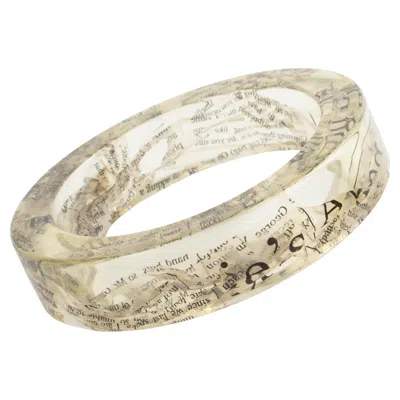Pre-owned John Galliano Clear Acrylic Resin Bracelet Bangle With Newspaper Inclusions In Multi
