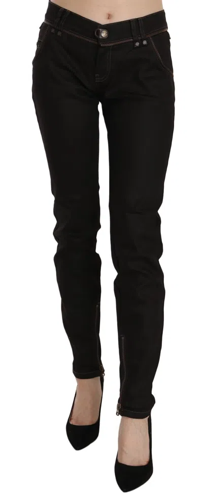 John Galliano Cotton Black Mid Waist Skinny Denim Jeans