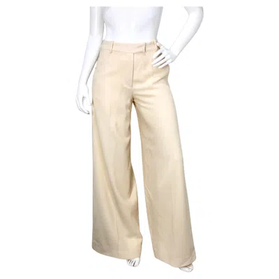 Pre-owned John Galliano Cream Wide Leg Trousers Circa Y2k In White