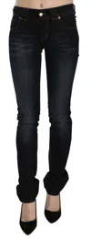 John Galliano Dark Blue Mid Waist Slim Fit Denim Casual Pants Jeans In Blue