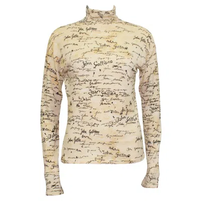Pre-owned John Galliano Early 1990s  Script Turtleneck In Sand