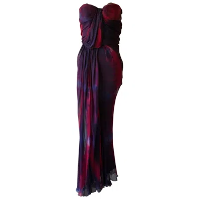 Pre-owned John Galliano Fall Winter 2006 Tie Dye Multicolour Maxi Evening Gown In Black