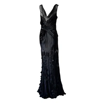 Pre-owned John Galliano Fall Winter 2007 Exquisite Black Silk And Velvet Gown
