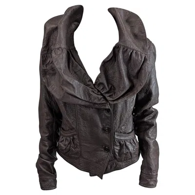 Pre-owned John Galliano Fall/winter 2005 Portrait Collar Leather Jacket In Black