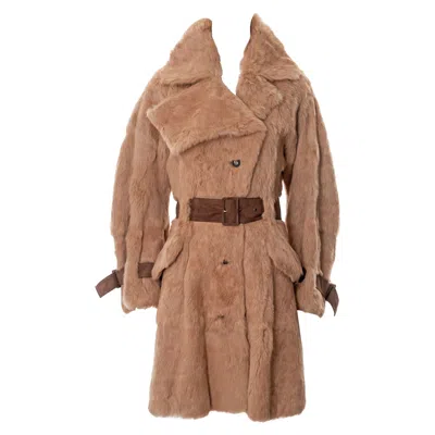 Pre-owned John Galliano Fawn Rabbit Fur Trench Coat, Fw 2003 In Brown