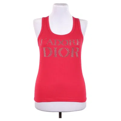Pre-owned John Galliano For Christian Dior Christian Dior F/w 2003 J'adore Dior Swarovski Tank Top As Elizabeth Hurley In Red