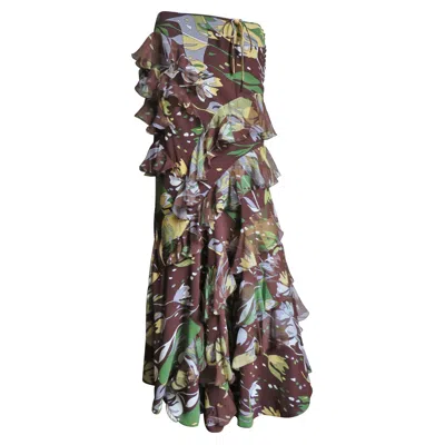 Pre-owned John Galliano For Christian Dior Silk Maxi Skirt In Gray