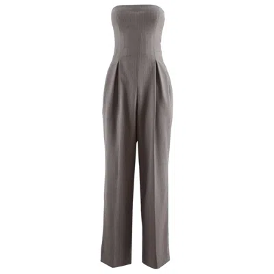 Pre-owned John Galliano For Givenchy Autumn-winter 1996 Grey Pinstripe Strapless Jumpsuit In Gray